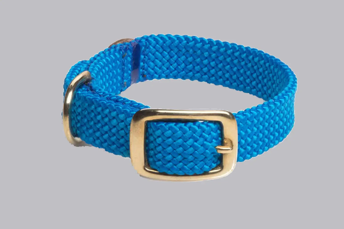 Mendota Double-Braid Junior Brass Collars - Small / Blue - Dog Collars