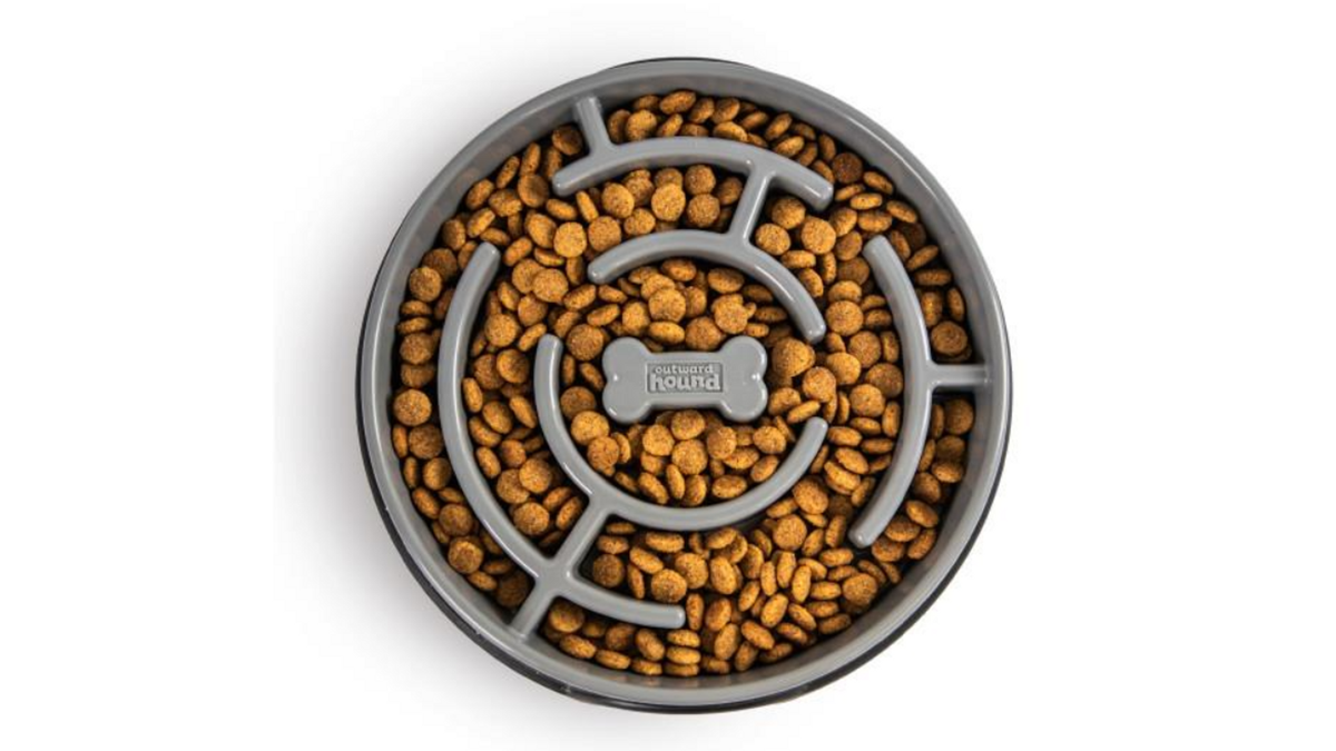 Outward Hound Fun Feeder Slo Bowl – Maze Grey – Large