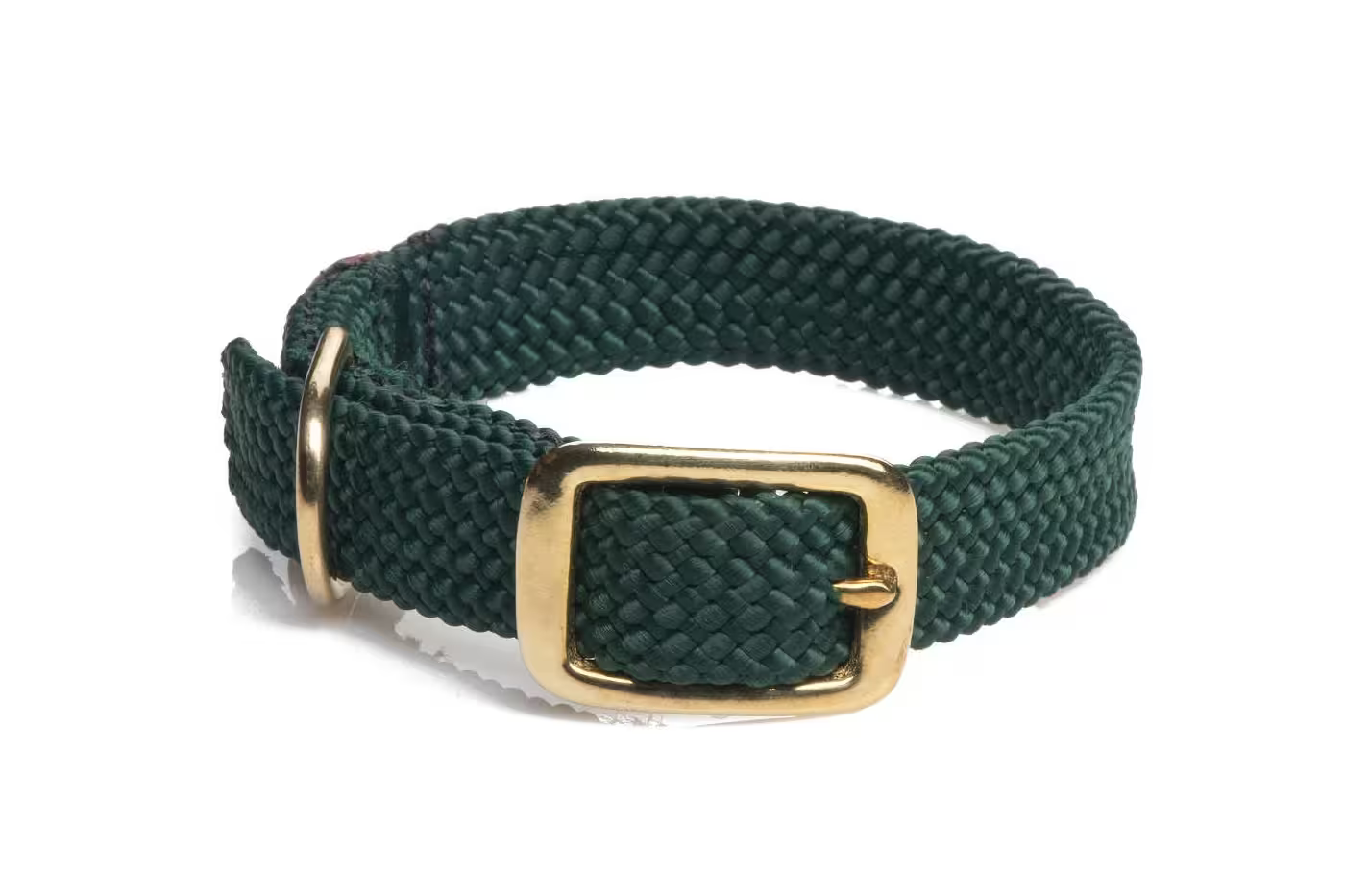 Mendota Double-Braid Adult Brass Collars - Large / Green - Dog Leads