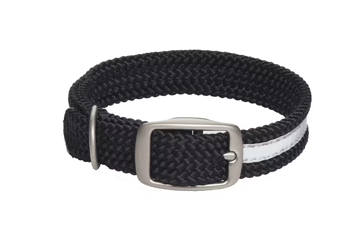 Mendota Double-Braid Adult Nickel Collars - Large / Black - Dog Collars