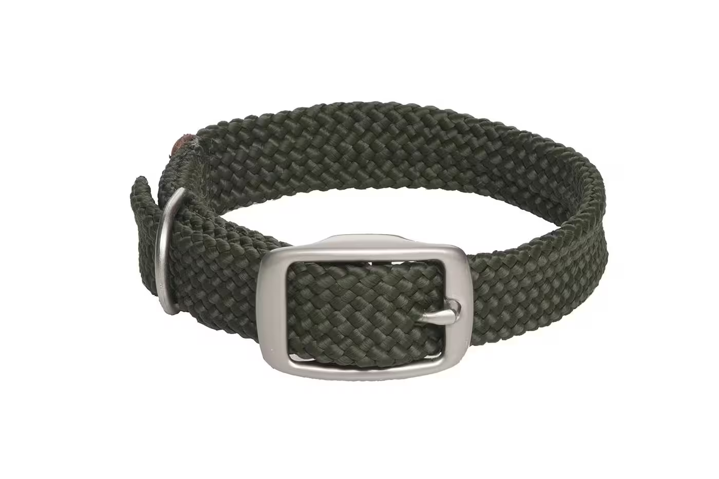 Mendota Double-Braid Adult Nickel Collars - Large / Olive - Dog Collars