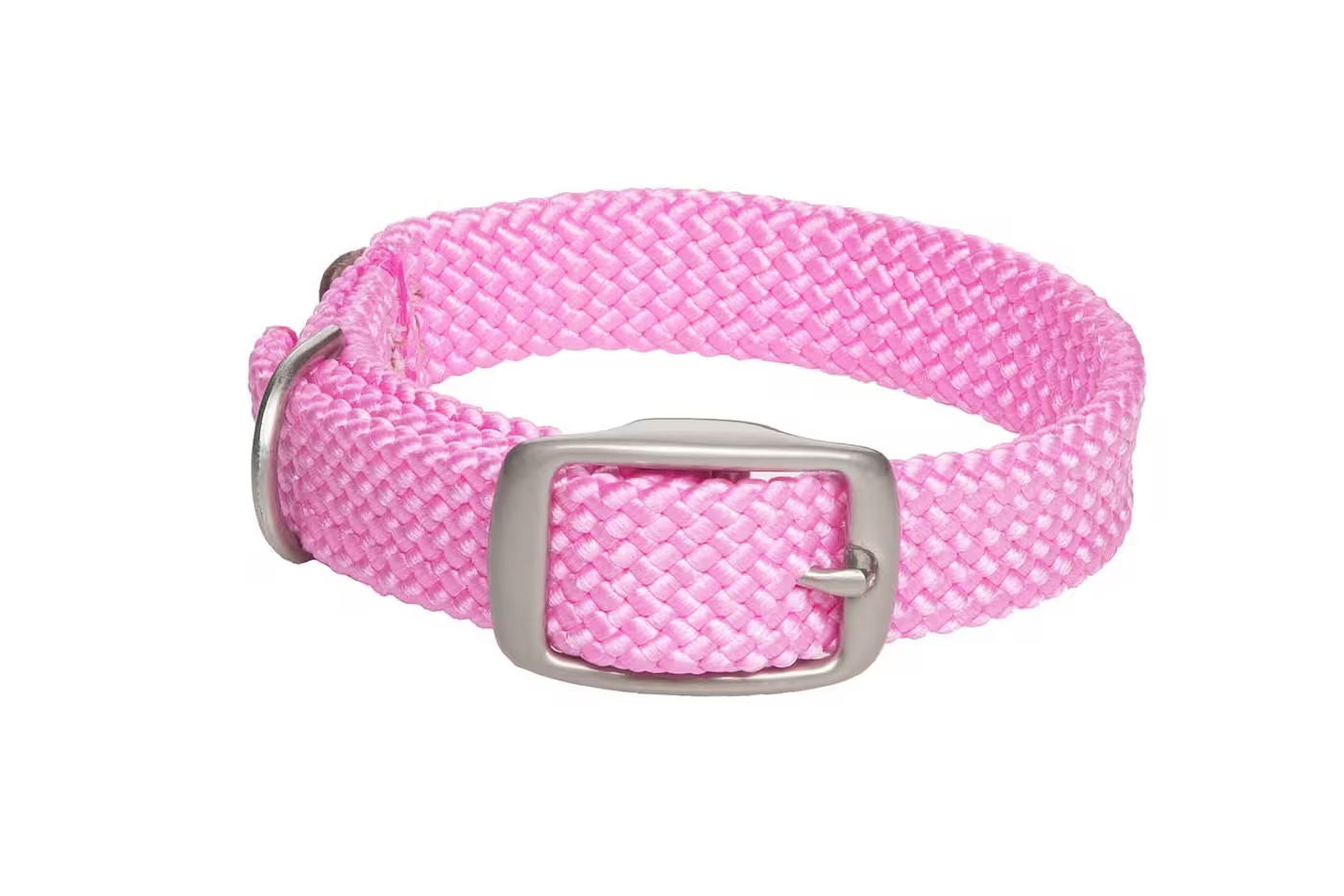 Mendota Double-Braid Adult Nickel Collars - Large / Pink - Dog Collars