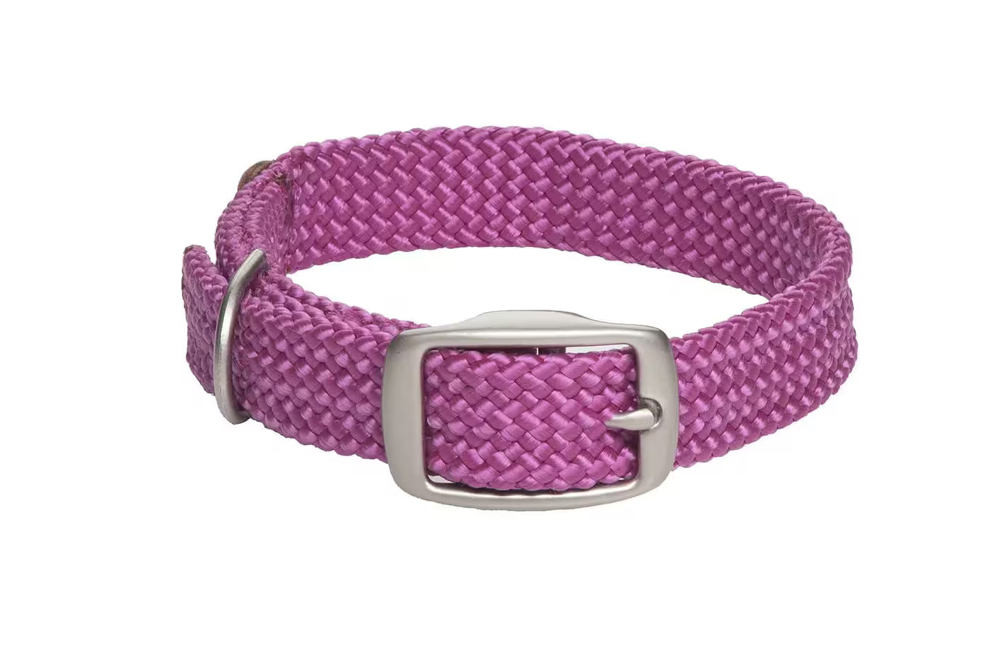 Mendota Double-Braid Adult Nickel Collars - Large / Raspberry - Dog Collars