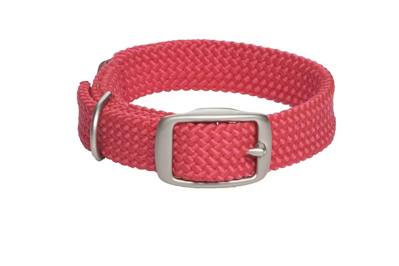 Mendota Double-Braid Adult Nickel Collars - Medium / Red - Dog Collars