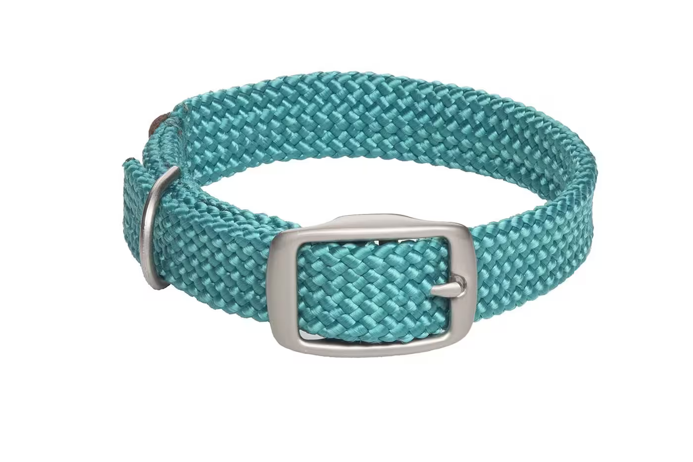 Mendota Double-Braid Adult Nickel Collars - Small / Teal - Dog Collars