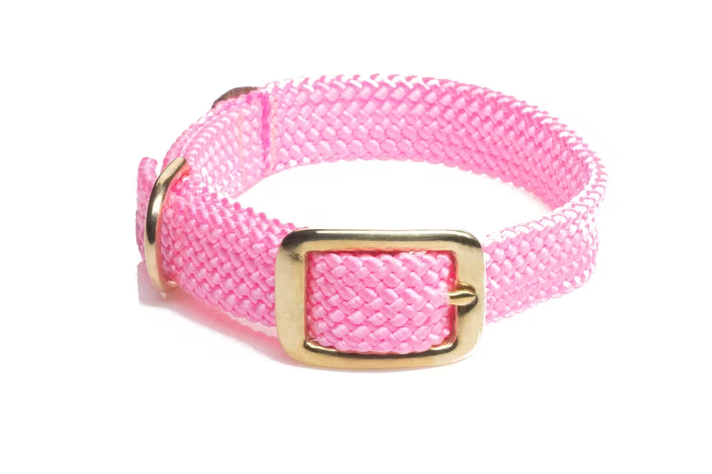 Mendota Double-Braid Adult Brass Collars - Small / Pink - Dog Leads