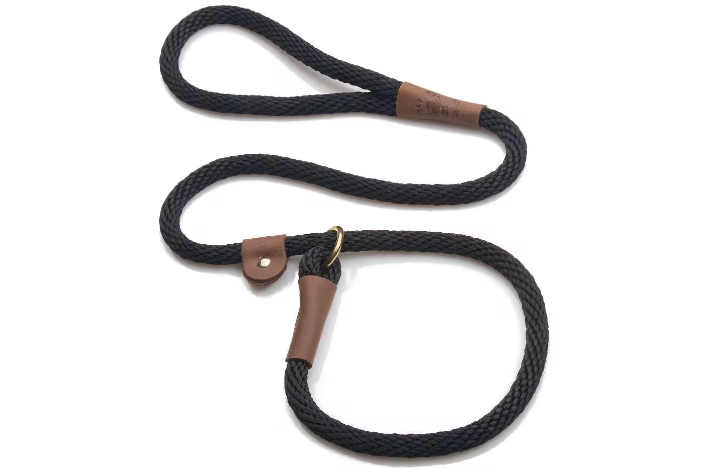 Mendota Slip Leads - Brass - 1/2’’ (12.7mm) for dogs over 23kg / 4ft (1.2m) / Black