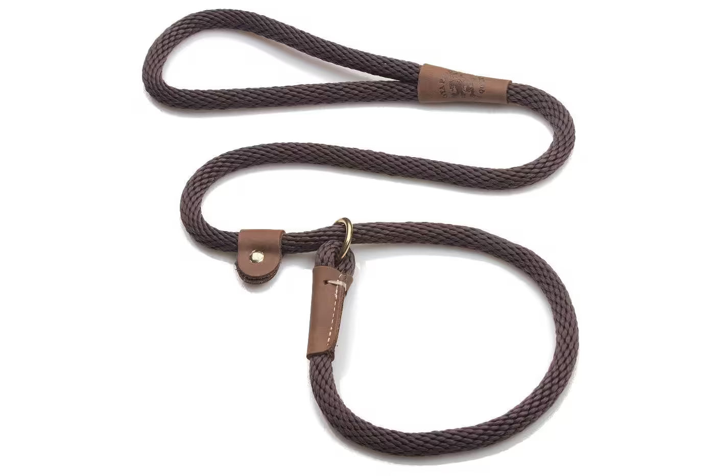 Mendota Slip Leads - Brass - 1/2’’ (12.7mm) for dogs over 23kg / 4ft (1.2m) / Brown