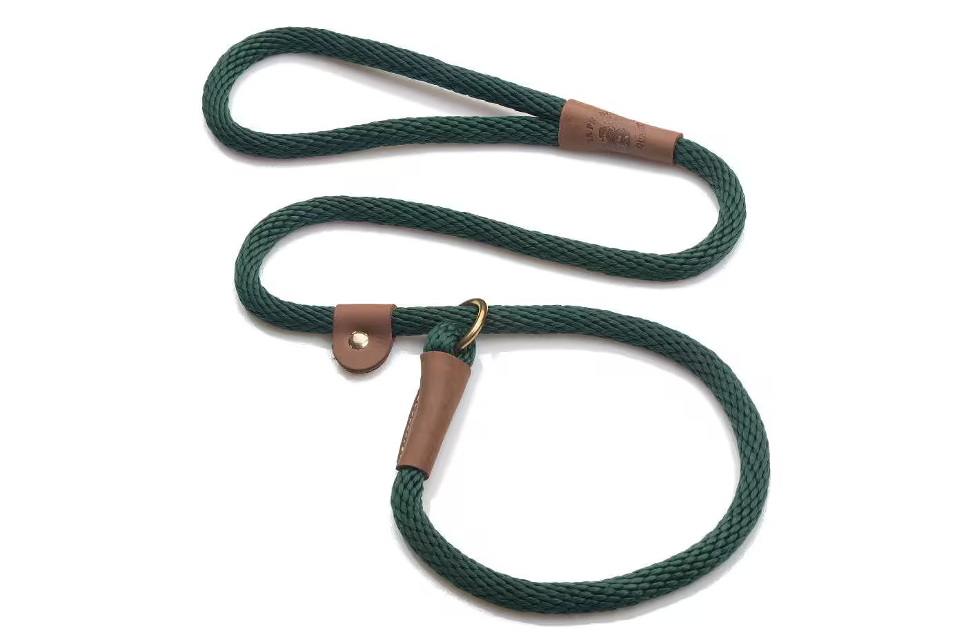 Mendota Slip Leads - Brass - 1/2’’ (12.7mm) for dogs over 23kg / 4ft (1.2m) / Green