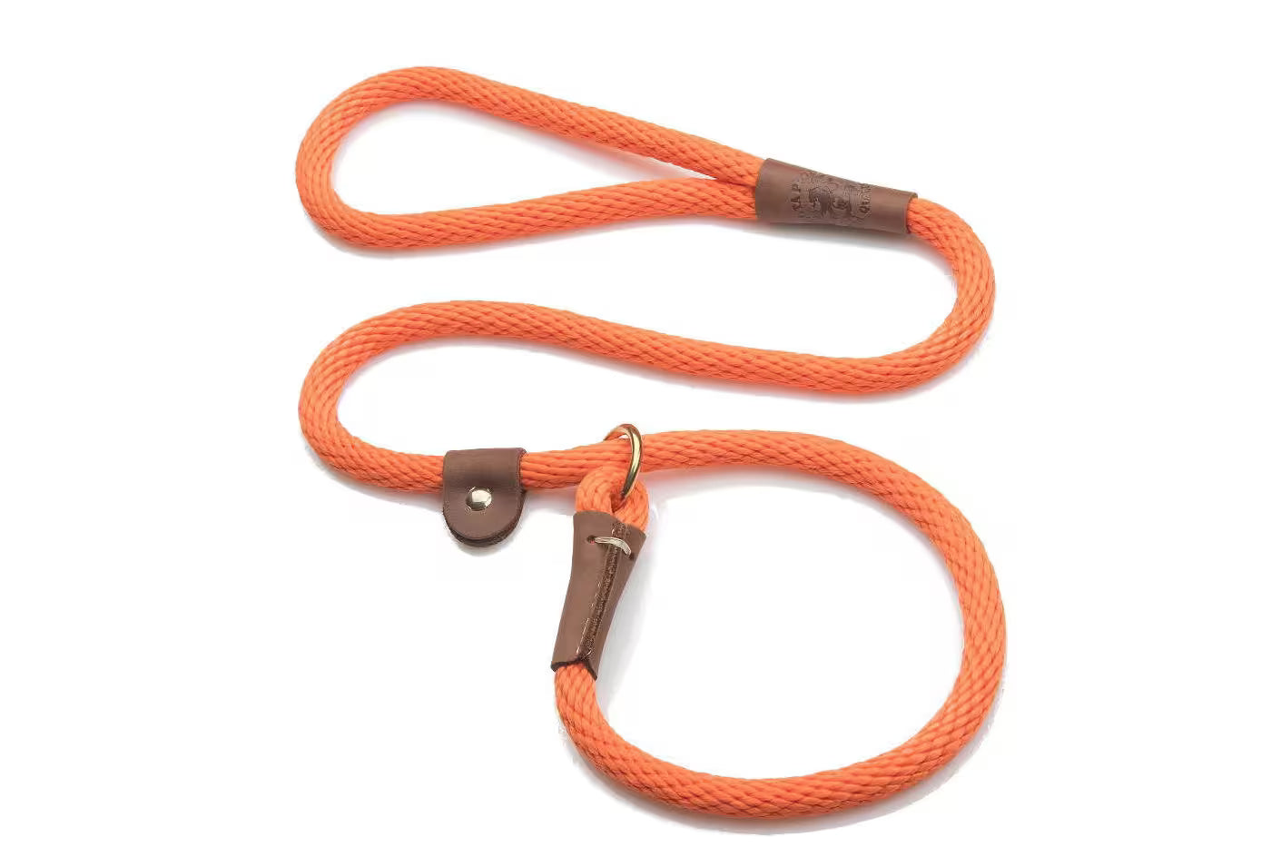 Mendota Slip Leads - Brass - 1/2’’ (12.7mm) for dogs over 23kg / 4ft (1.2m) / Orange