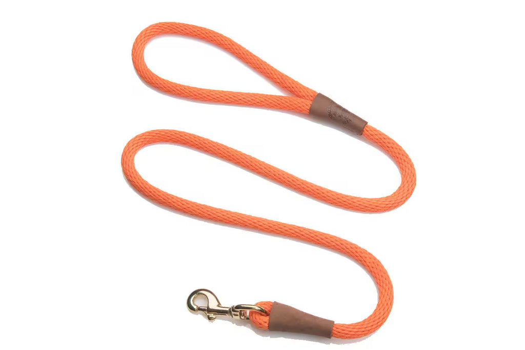 Mendota Snap Leads - Brass - 1/2’’ (12.7mm) for dogs over 23kg / 4ft (1.2m) / Orange - Dog Leads