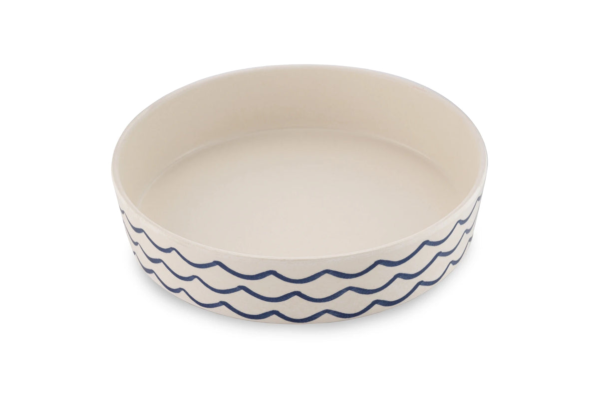 Beco Classic Bamboo Cat Bowl – Ocean Waves - Ocean Waves - Cat Bowls & Feeders