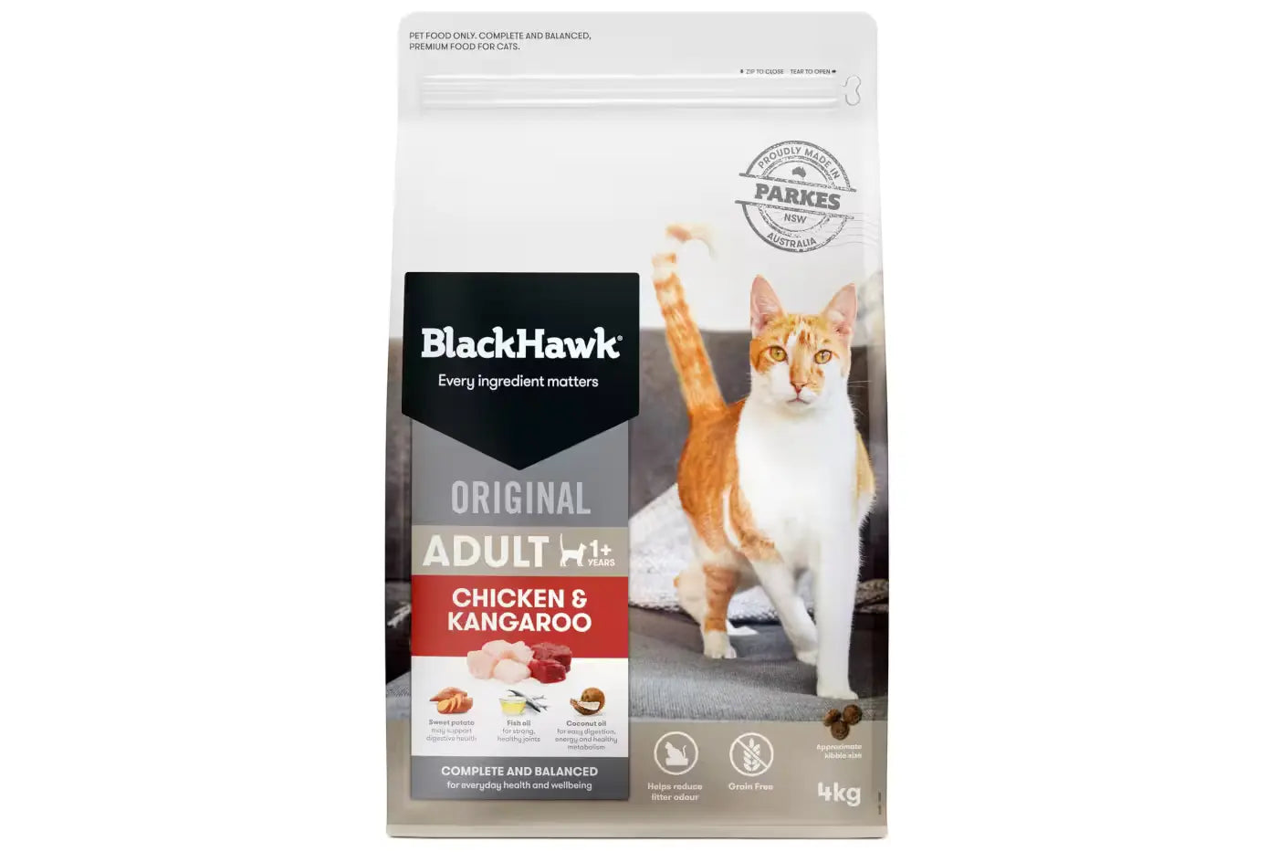 Black Hawk Adult Cat Chicken and Kangaroo 4kg Dry Cat Food
