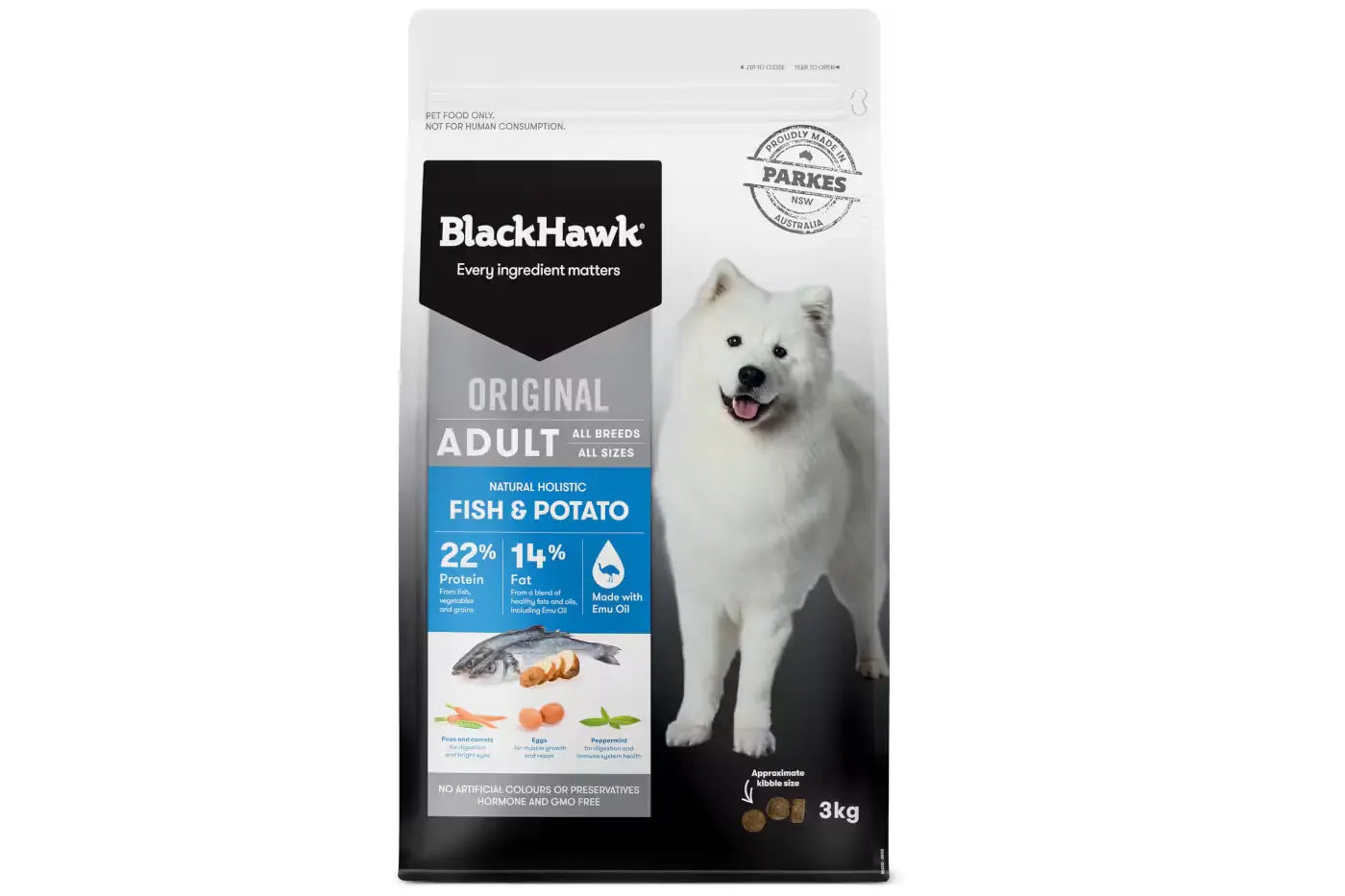 Black Hawk Adult Dog Fish and Potato Dry Dog Food 3kg Dry Dog Food