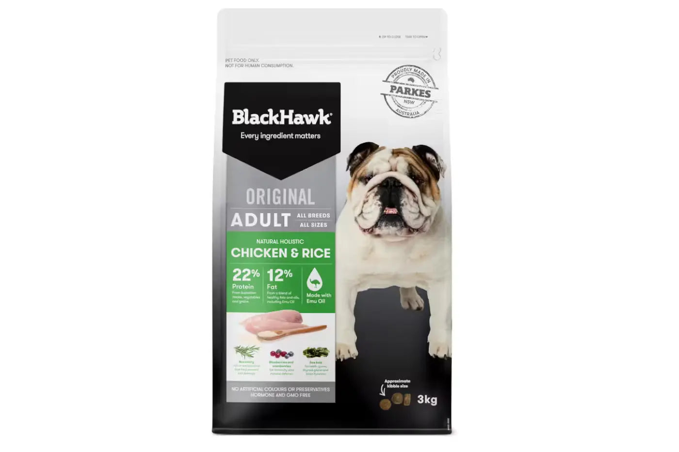 Black Hawk Chicken and Rice Dry Adult Dog Food 3kg Dry Dog Food