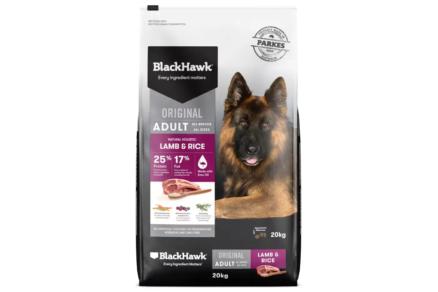 Black Hawk Lamb and Rice Dry Adult Dog Food 20kg Dry Dog Food