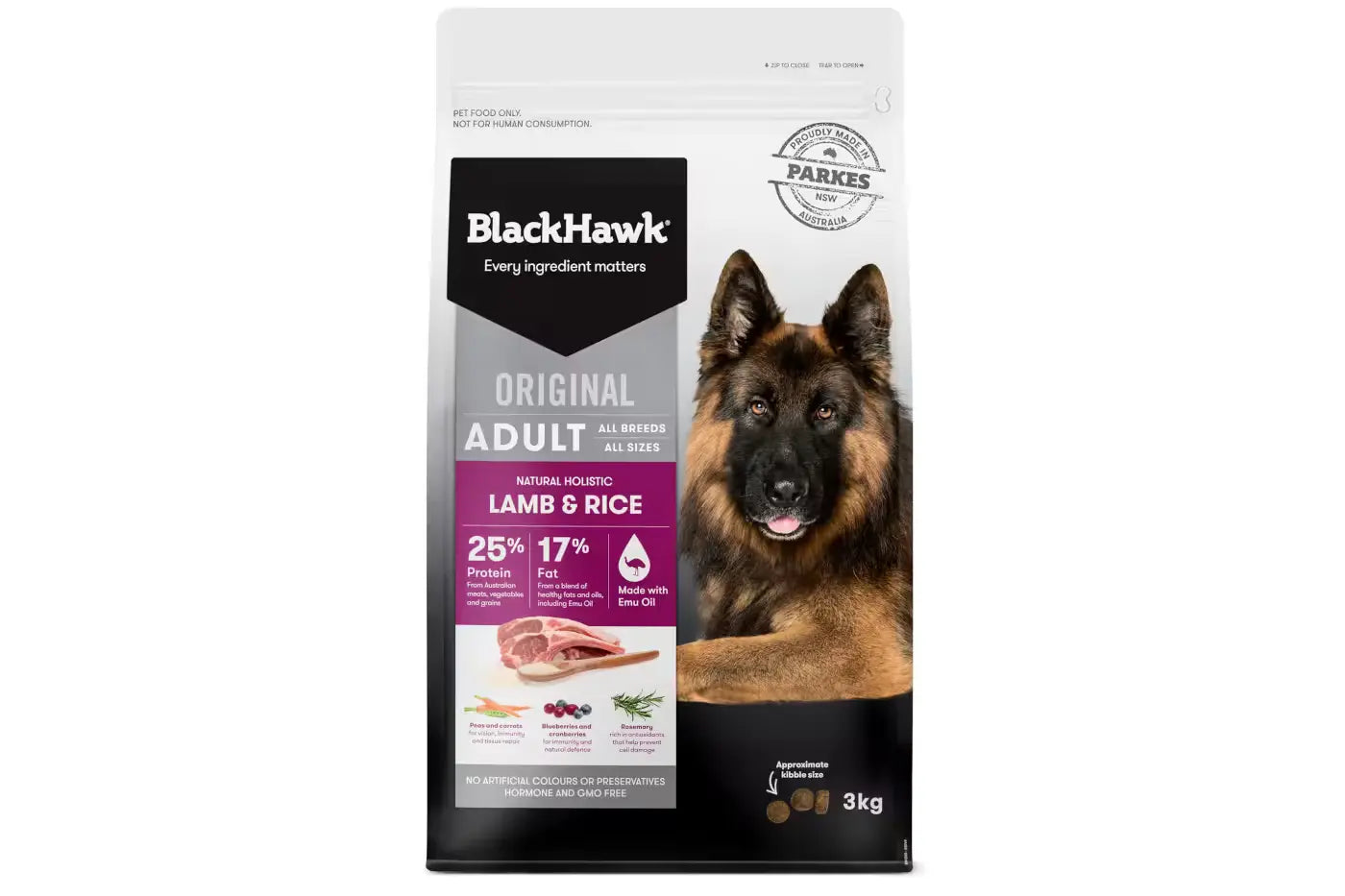 Black Hawk Lamb and Rice Dry Adult Dog Food 3kg Dry Dog Food