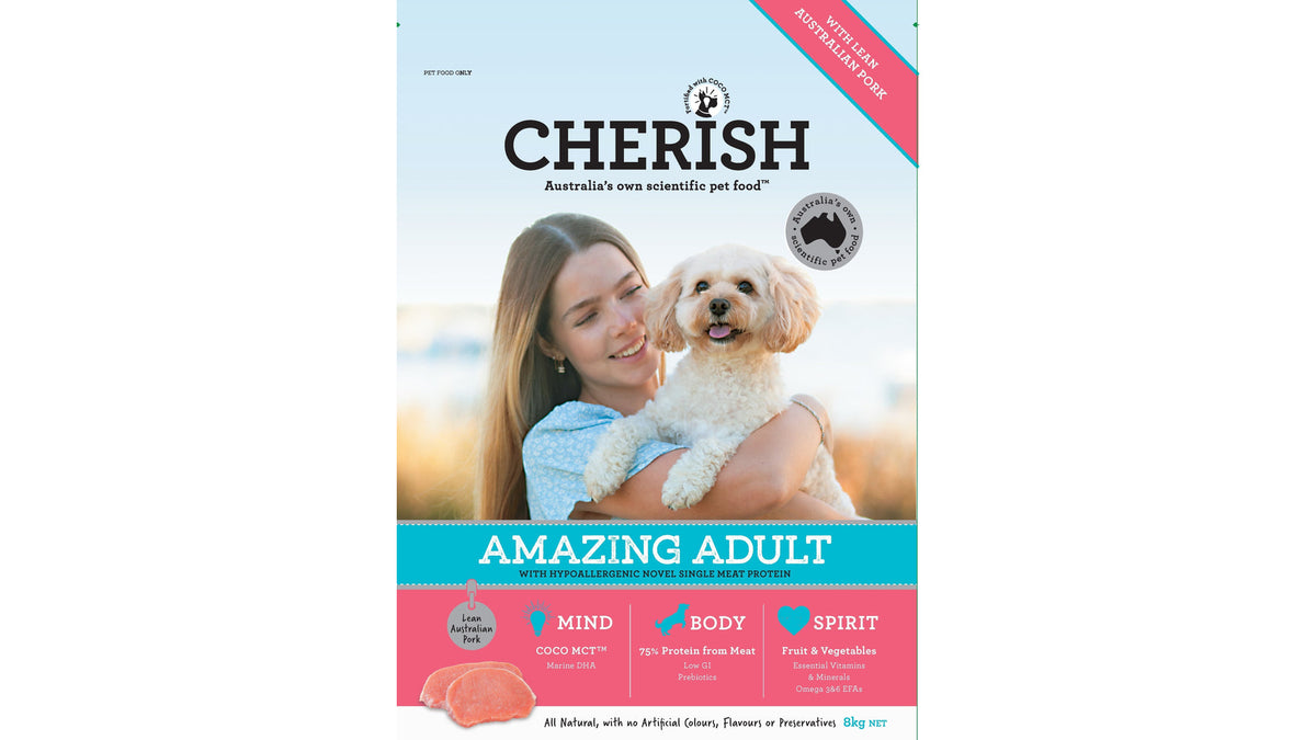 Cherish Amazing Adult Lean Australian Pork dry dog food bag