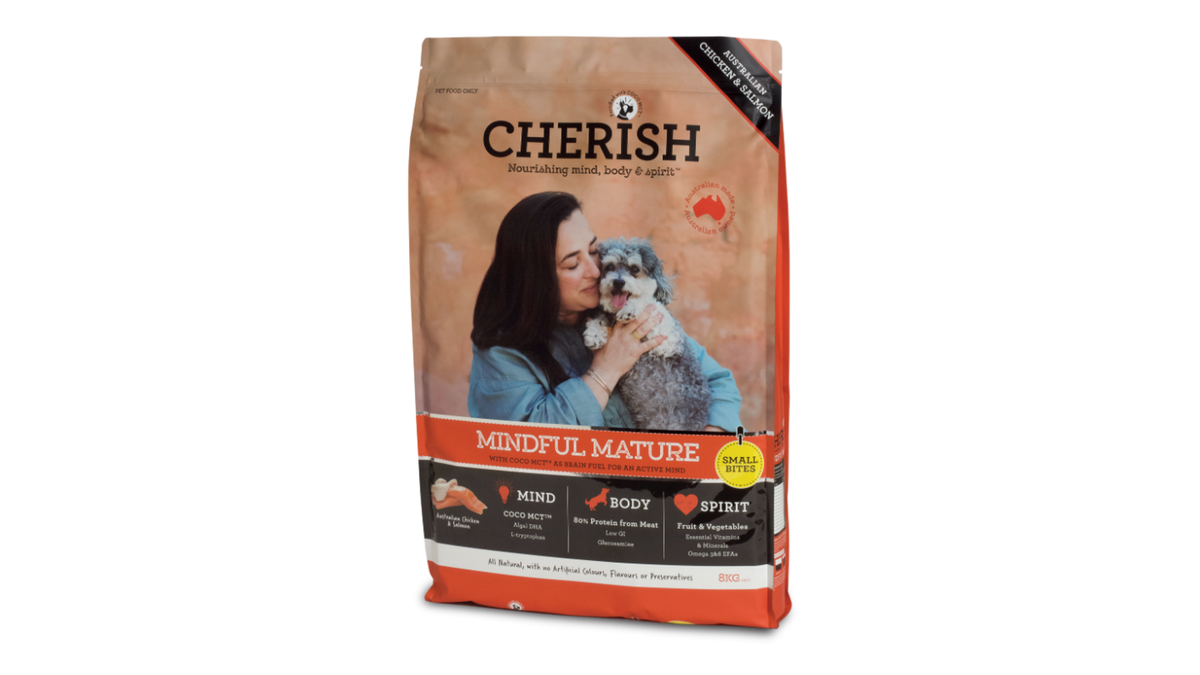 Cherish Mindful Mature Small Bites dry dog food bag