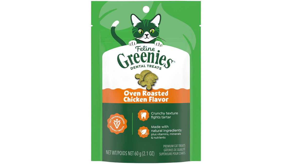 Feline Greenies Oven Roasted Chicken Dental Cat Treats 60g