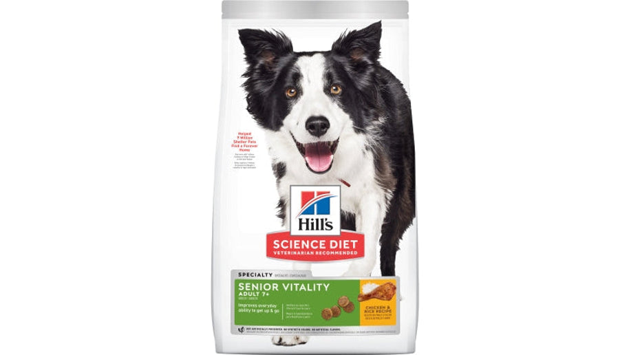 Hill's Science Diet Adult 7+ Senior Vitality Chicken & Rice Dry Dog Food