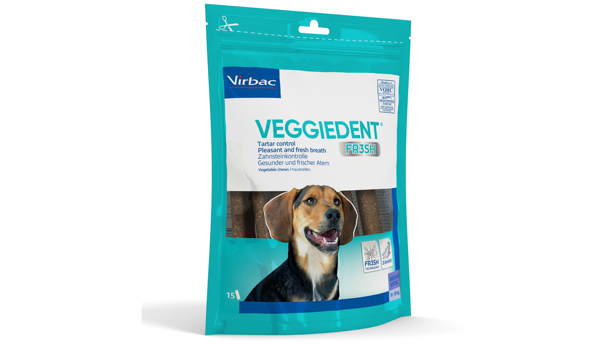 Virbac VeggieDent FR3SH Medium Dog Dental Chews 15 pack