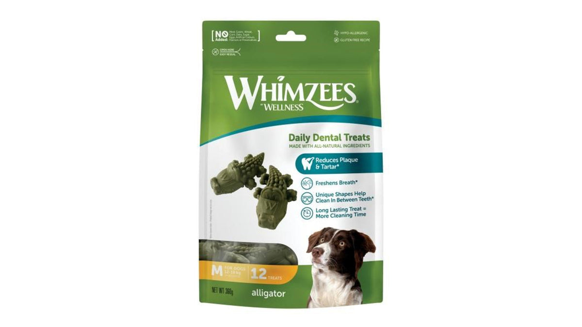 Whimzees Alligator - Dental Dog Treats Medium - 12 Pack